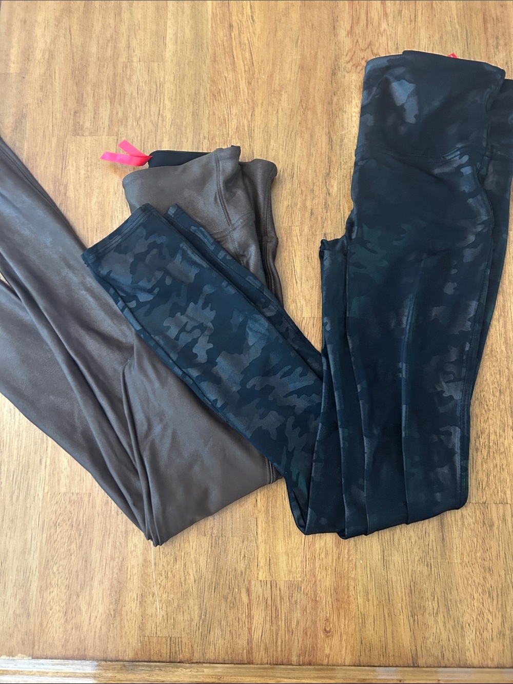 Spanx Camo Black Leggings small and Brown leggings XS  Leggings Set